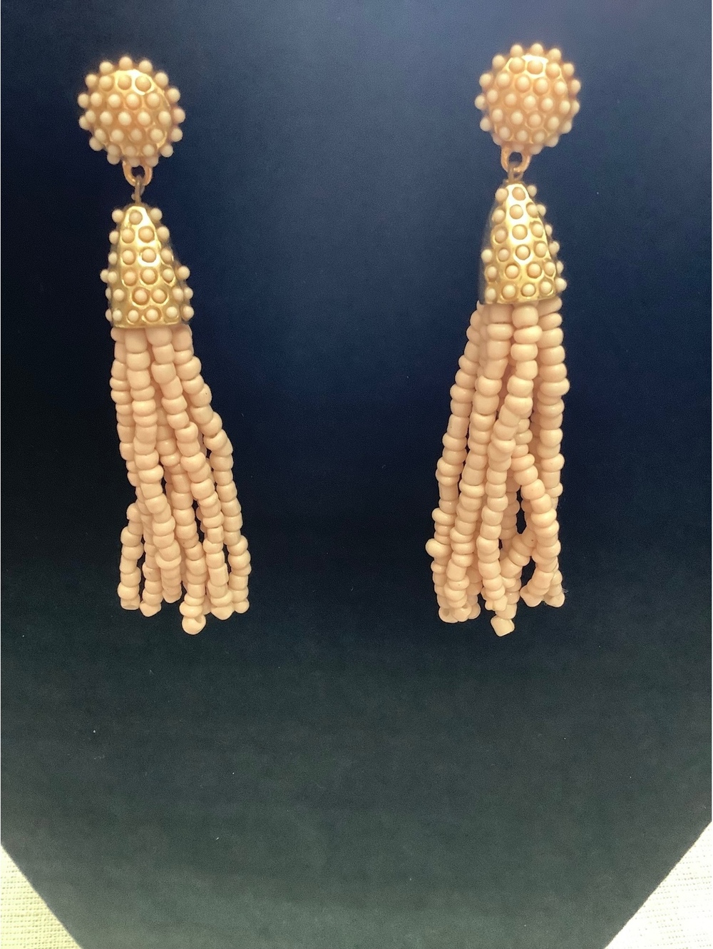 SUGARFIX by BaubleBar Blush Pink Beaded Tassel Statement Drop Earrings Gold Tone